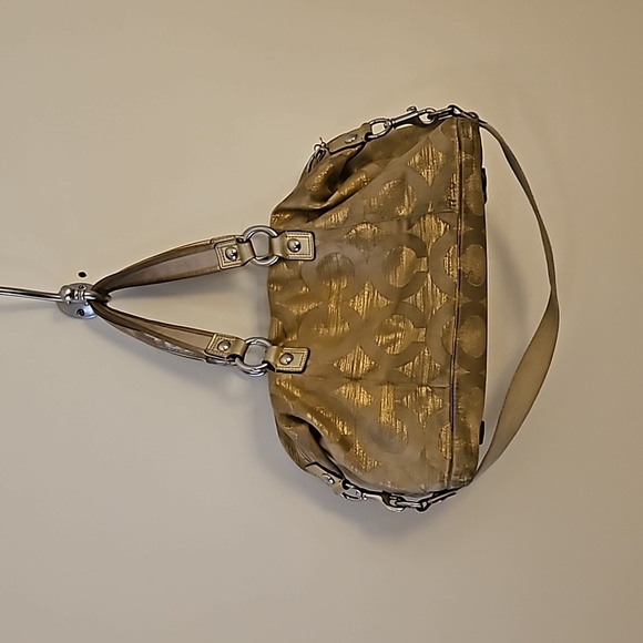 VTG COACH Y2k Gold Poppy Signature Logo Cloth Satchel Bag - Picture 7 of 16